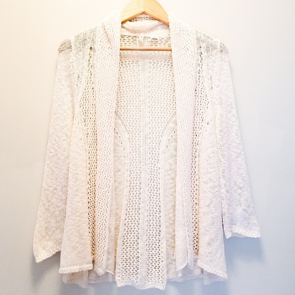 Anthropologie Sweaters - ANTHROPOLOGIE Moth White Knit Open Cardigan